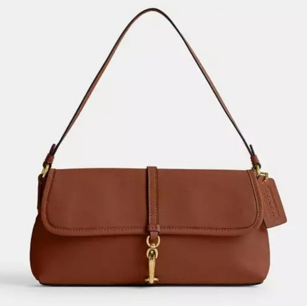 LIKE NEW COACH HAMPTONS 1941 SADDLE BAG BROWN WITH BRASS HARDWARE